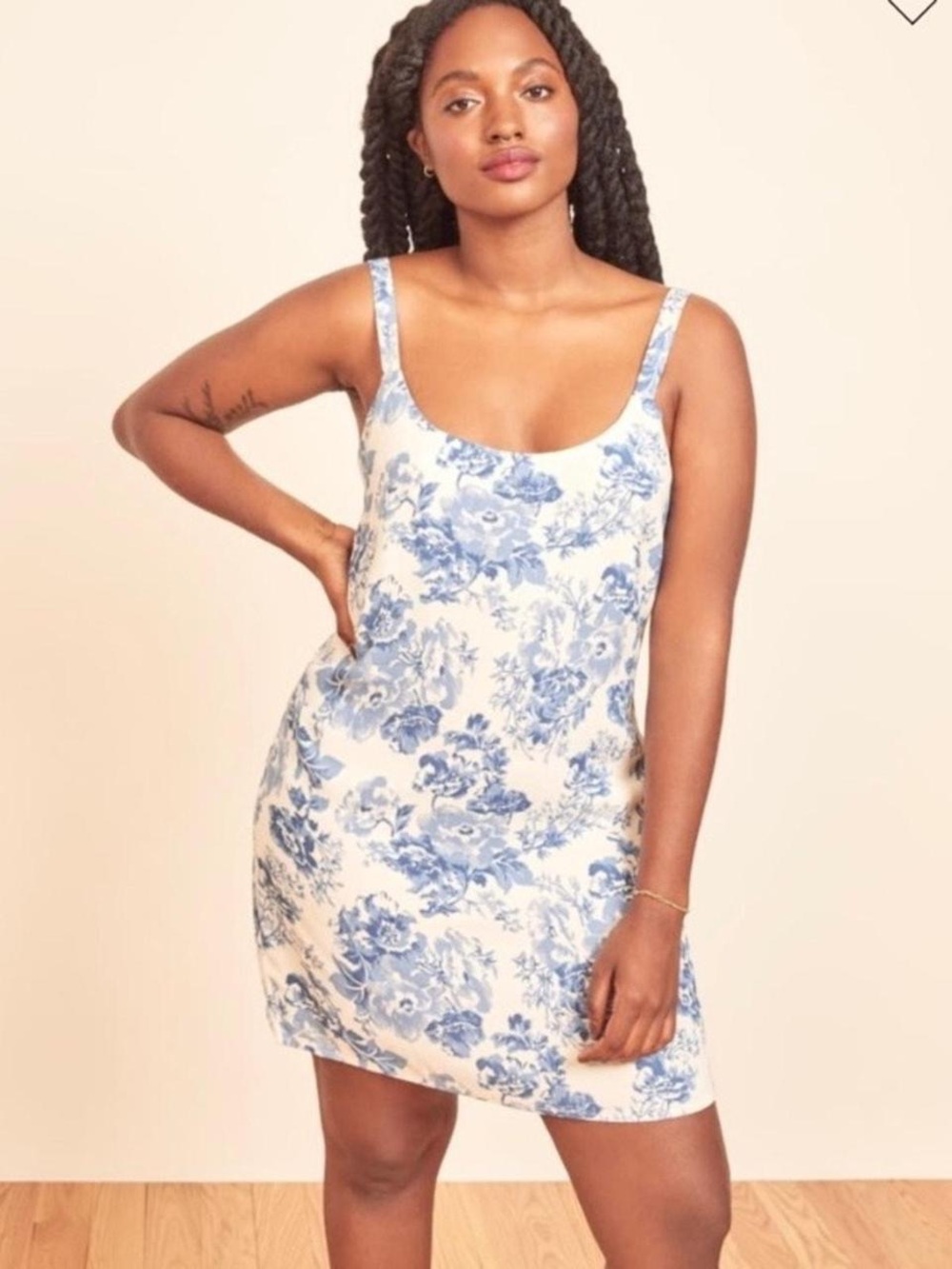 Reformation Puglia Floral Print Summer Shift Lightweight Blue Dress in Olympia